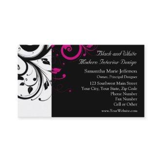 Black and White with Magenta Swirl Accent