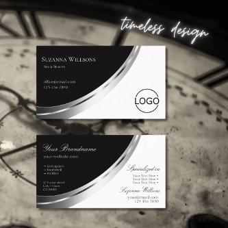 Black and White with Silver Decor and Logo Modern