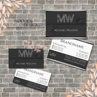 Black and White Wood Grain Wooden Boards Monogram