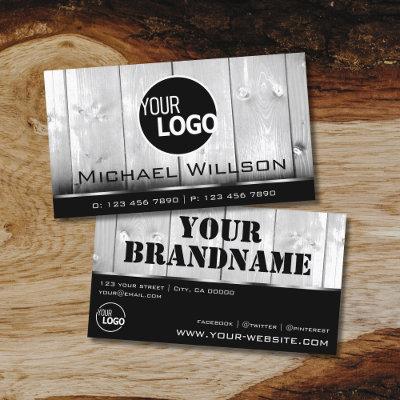 Black and White Wooden Boards Wood Grain Look Logo