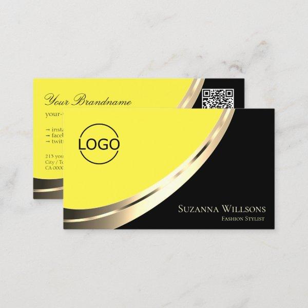Black and Yellow Gold Decor with Logo & QR-Code