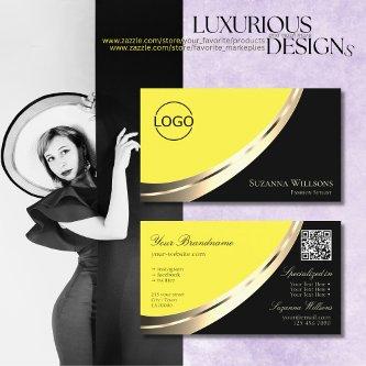 Black and Yellow Gold Decor with Logo & QR-Code