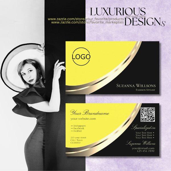 Black and Yellow Gold Decor with Logo & QR-Code