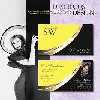Black and Yellow Gold Decor with Monogram & Photo