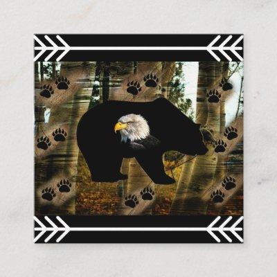 Black Bear Bald Eagle Bear Paw Prints Wilderness Square