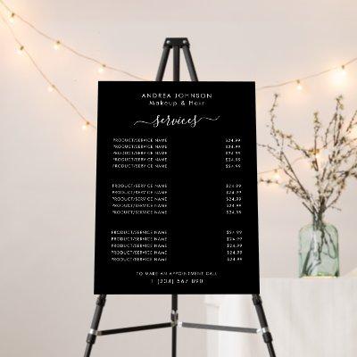 Black Beauty Business Services Menu Price List     Foam Board