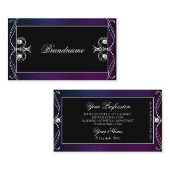 Black Blue Purple Sparkle Diamonds Ornate Ornament