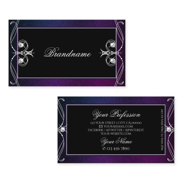 Black Blue Purple Sparkle Diamonds Ornate Ornament