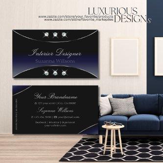 Black Blue Silver Decor with Sparkling Diamonds