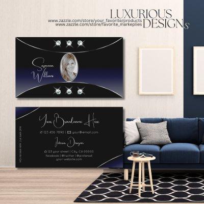 Black Blue with Silver Decor Diamonds and Photo