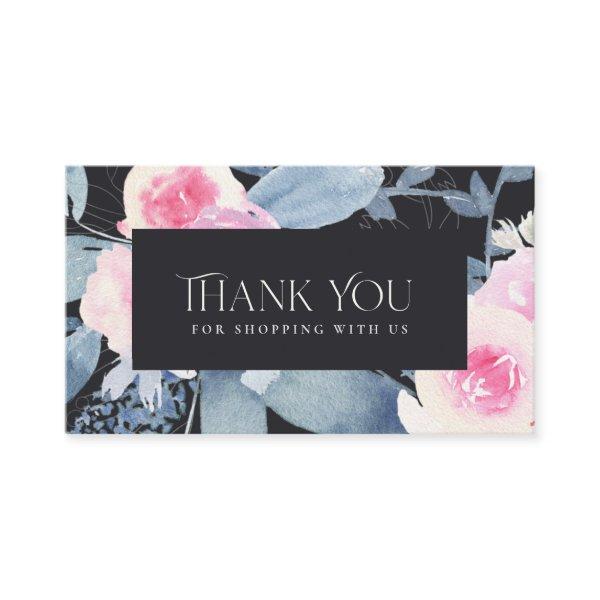 BLACK BLUSH BLUE FLORAL BUSINESS THANK YOU LOGO