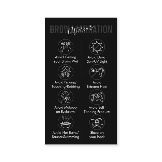 Black Brow Lamination Aftercare Advice Instruction