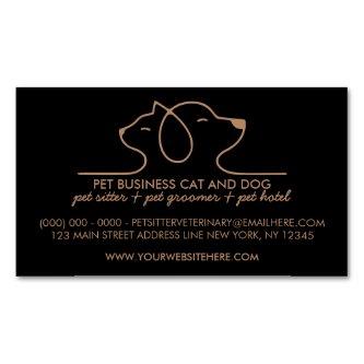 Black Brown Dog Cat Simple Logo Veterinary Pet  Magnet