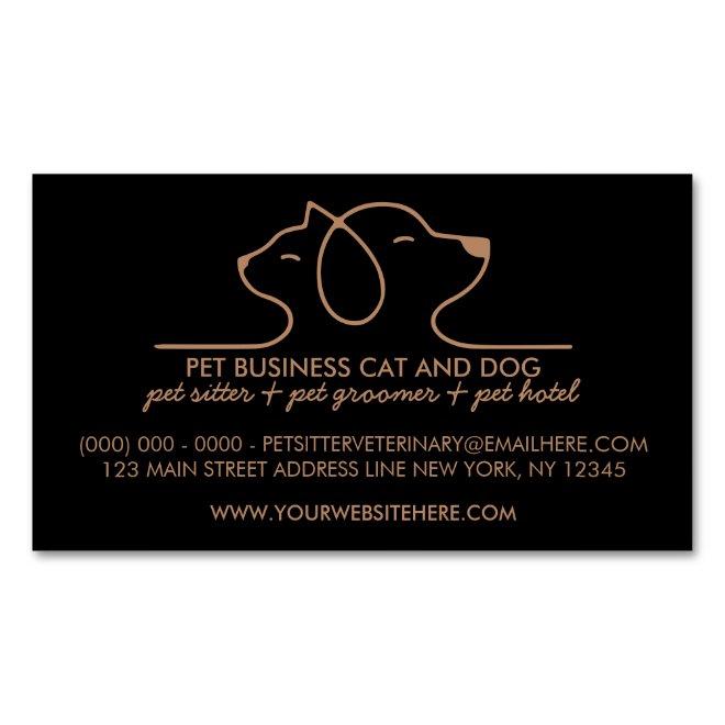 Black Brown Dog Cat Simple Logo Veterinary Pet  Magnet