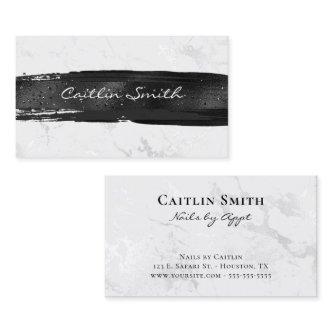 Black Brush Stroke Silver White Foil Marble