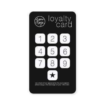 BLACK BUSINESS LOGO KEYPAD STYLE LOYALTY CARD
