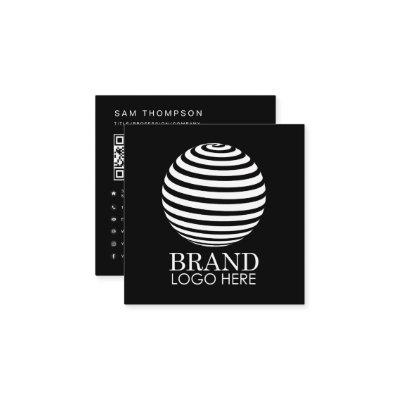 Black Business Logo QR Code Modern Minimalist  Square