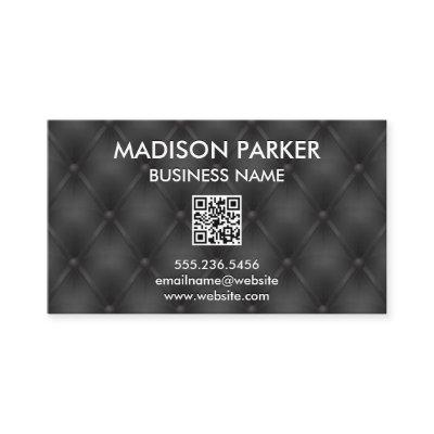 Black Button Upholstered Background | QR Label