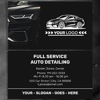 Black Car Service Auto Detailing Minimalist Simple