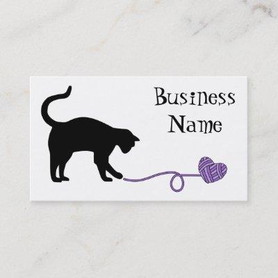 Black Cat & Heart Shaped Yarn (Purple)