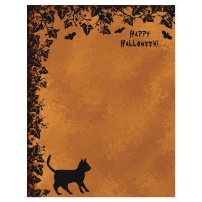 Black Cat with Bat , Happy Halloween Letterhead