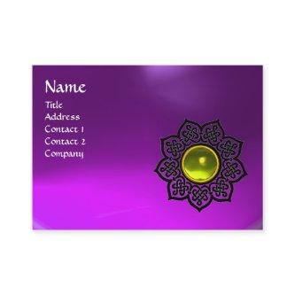 BLACK CELTIC FLOWER YELLOW GEM MONOGRAM Purple