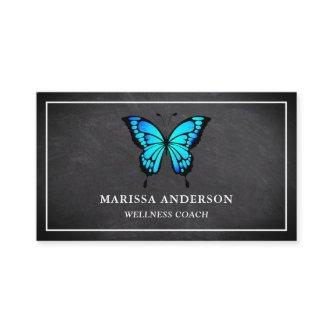 Black Chalkboard Elegant Blue Butterfly