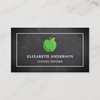 Black Chalkboard Green Apple School Teacher