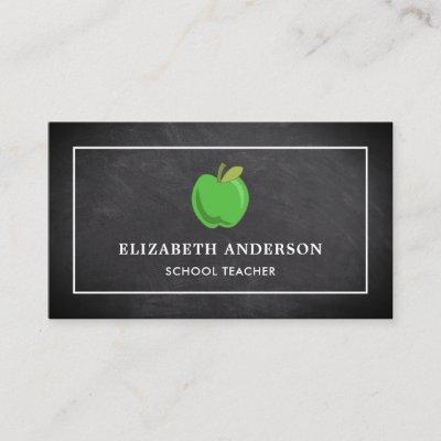 Black Chalkboard Green Apple School Teacher