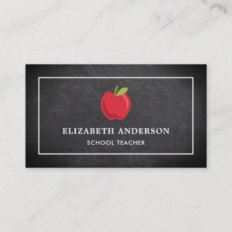 Black Chalkboard Red Apple School Teacher