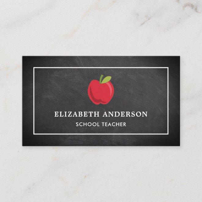 Black Chalkboard Red Apple School Teacher