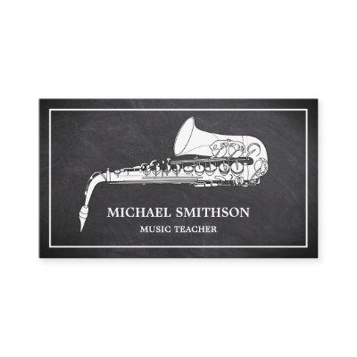 Black Chalkboard White Saxophone Music Teacher