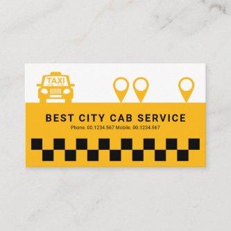 Black Checks Yellow Taxi Location Icons Cab Driver