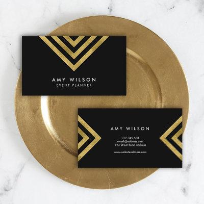 Black Chic Faux Gold Geometric Event Planner