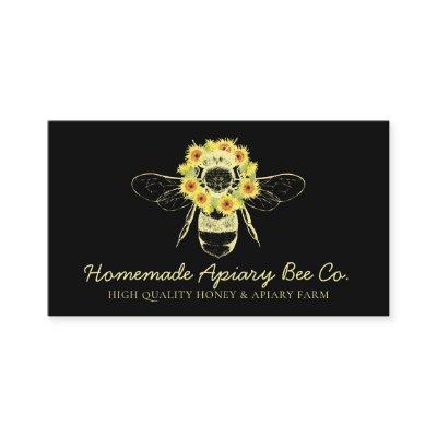 Black Classy Sunflower Floral Apiary Honey Bee