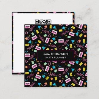 Black Colorful Eighties 80's Retro Party Planner Square