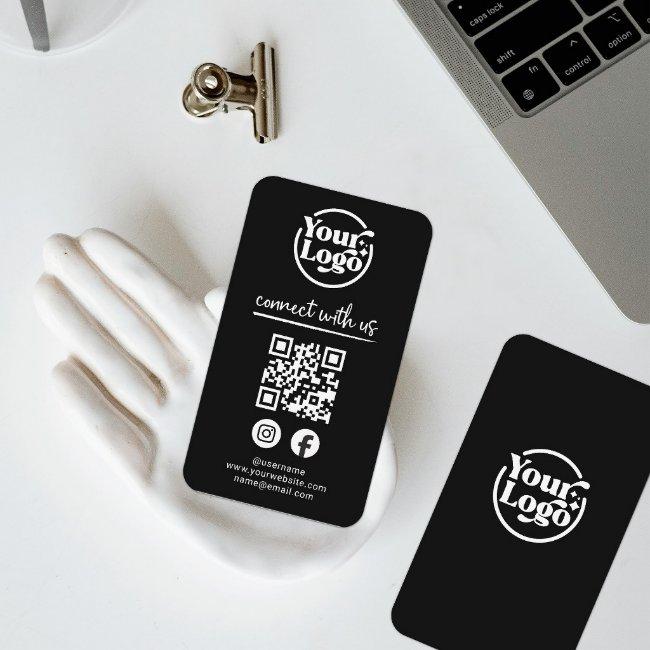 Black Connect With Us QR Code Logo Social Media