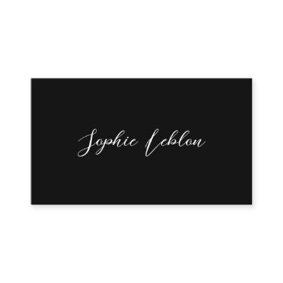 Black Contact Card with Calligraphy Font Name