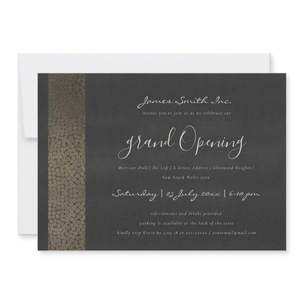 BLACK COPPER MOSAIC DOTS GRAND OPENING CEREMONY INVITATION