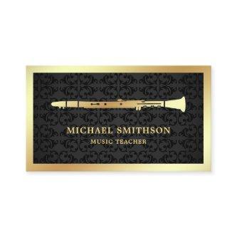 Black Damask Gold Foil Clarinet Music Teacher