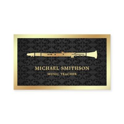 Black Damask Gold Foil Clarinet Music Teacher