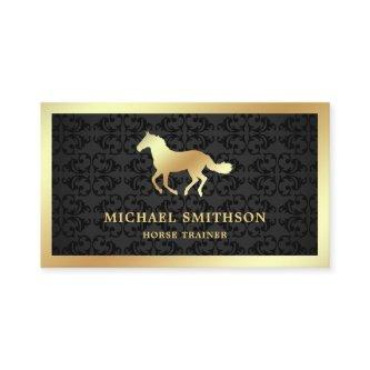 Black Damask Gold Foil Horse Riding Instructor