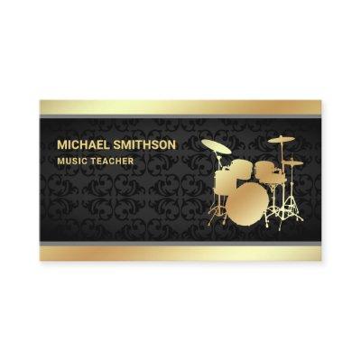 Black Damask Music Teacher Gold Drum Kit Drummer