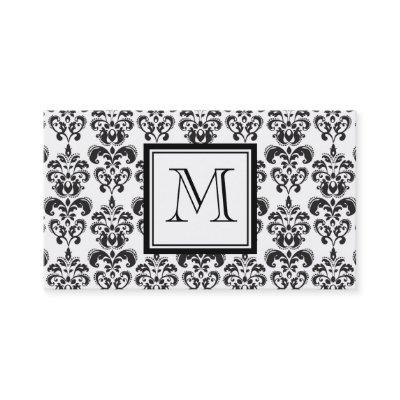 Black Damask Pattern 2 with Your Monogram