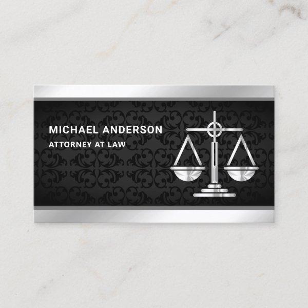 Black Damask Silver Justice Scale Lawyer Attorney