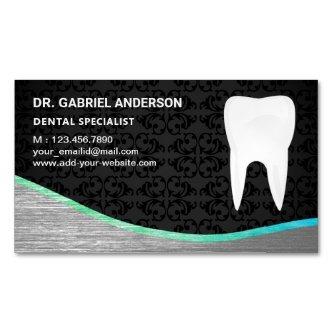 Black Damask Steel Tooth Dental Clinic Dentist  Magnet