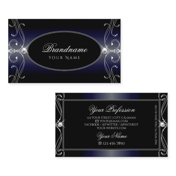 Black Dark Blue Ornate Sparkling Diamonds Ornament