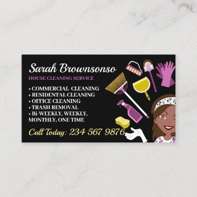 Black Dark Skin Janitorial Lady House Cleaning