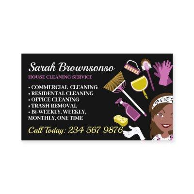 Black Dark Skin Janitorial Lady House Cleaning