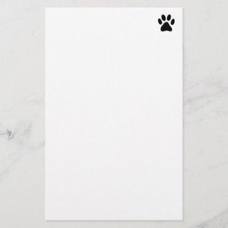Black dog paw footprint silhouette custom writing stationery